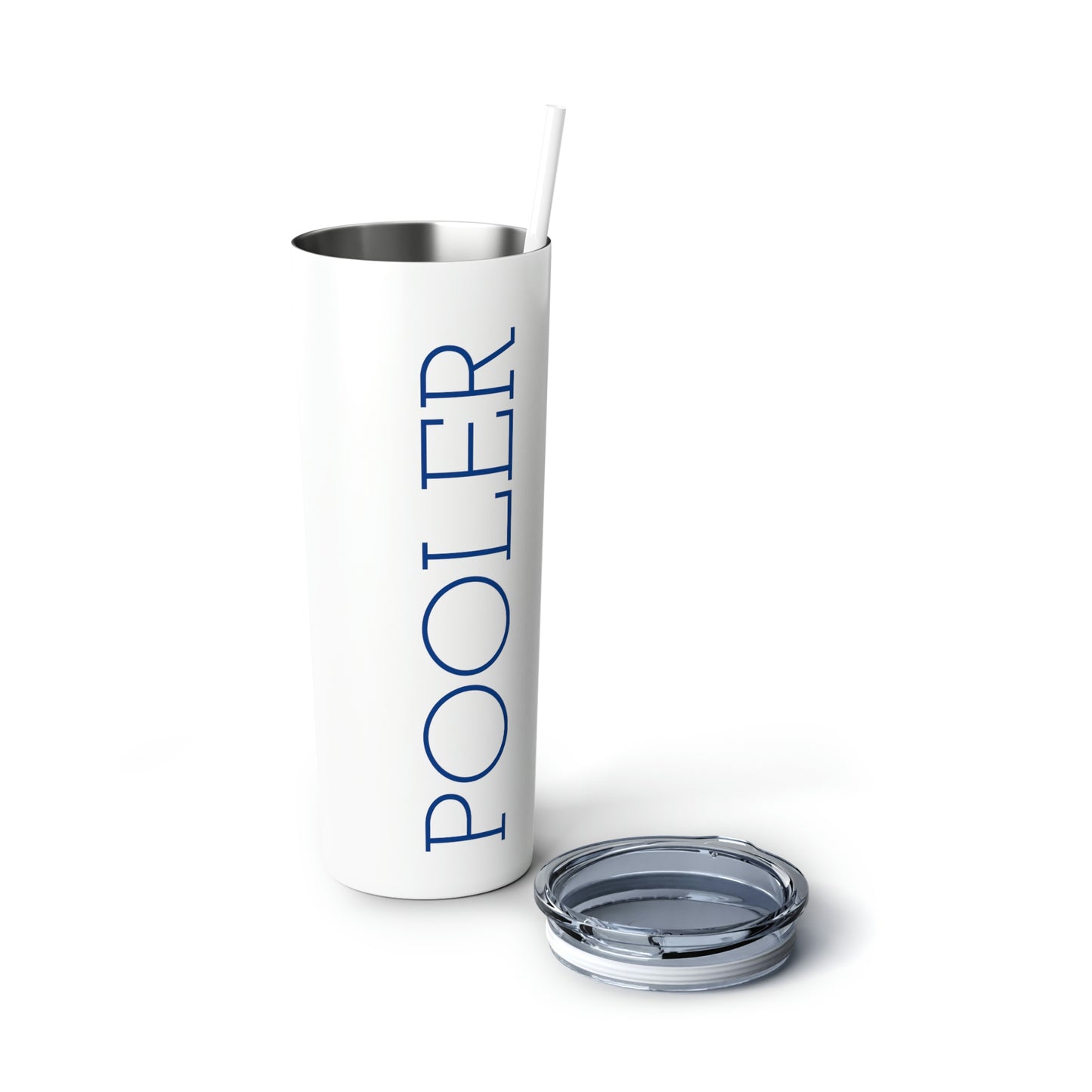 Pooler Skinny Steel Tumbler with Straw, 20oz